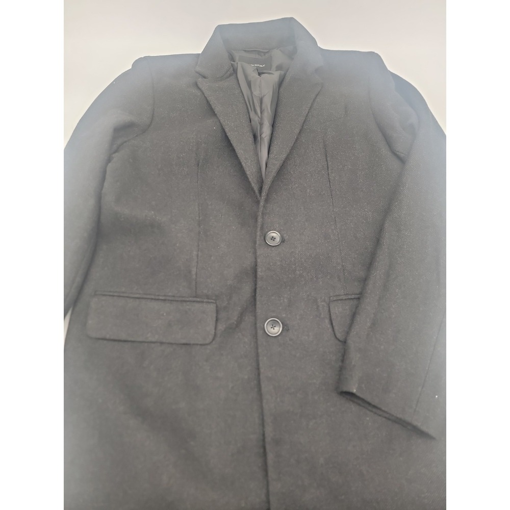 Banana Republic Mens Wool Black Trench Coat Jacket Large PICS Excellent!